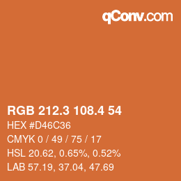 カラーコード: RGB 212.3 108.4 54 | qconv.com