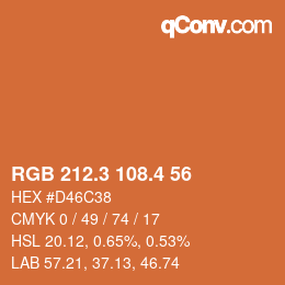 カラーコード: RGB 212.3 108.4 56 | qconv.com