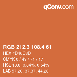 カラーコード: RGB 212.3 108.4 61 | qconv.com