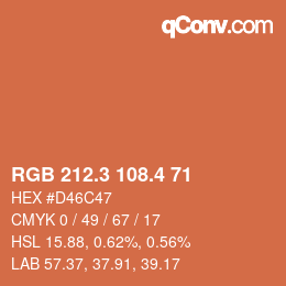 カラーコード: RGB 212.3 108.4 71 | qconv.com