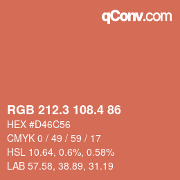 カラーコード: RGB 212.3 108.4 86 | qconv.com