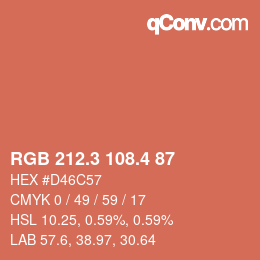 カラーコード: RGB 212.3 108.4 87 | qconv.com