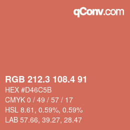カラーコード: RGB 212.3 108.4 91 | qconv.com