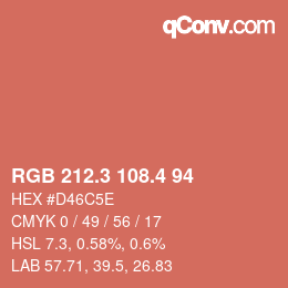 カラーコード: RGB 212.3 108.4 94 | qconv.com
