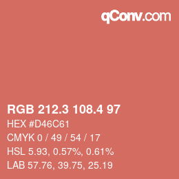 カラーコード: RGB 212.3 108.4 97 | qconv.com