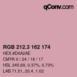 カラーコード: RGB 212.3 162 174 | qconv.com