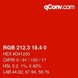 カラーコード: RGB 212.3 18.4 0 | qconv.com