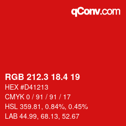 カラーコード: RGB 212.3 18.4 19 | qconv.com