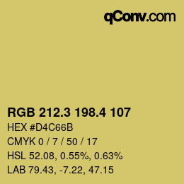 カラーコード: RGB 212.3 198.4 107 | qconv.com