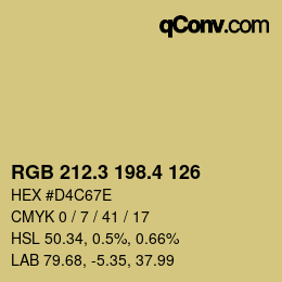 カラーコード: RGB 212.3 198.4 126 | qconv.com