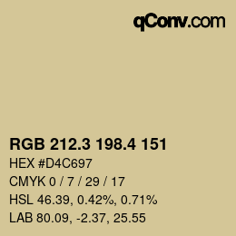 カラーコード: RGB 212.3 198.4 151 | qconv.com