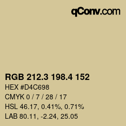 カラーコード: RGB 212.3 198.4 152 | qconv.com