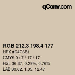 カラーコード: RGB 212.3 198.4 177 | qconv.com