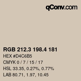 カラーコード: RGB 212.3 198.4 181 | qconv.com