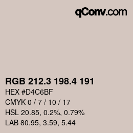 カラーコード: RGB 212.3 198.4 191 | qconv.com