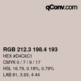 カラーコード: RGB 212.3 198.4 193 | qconv.com