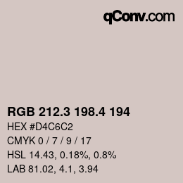 カラーコード: RGB 212.3 198.4 194 | qconv.com