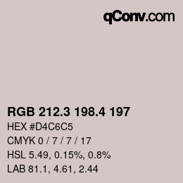 カラーコード: RGB 212.3 198.4 197 | qconv.com