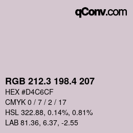 カラーコード: RGB 212.3 198.4 207 | qconv.com