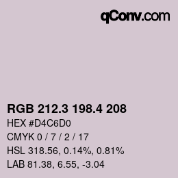 カラーコード: RGB 212.3 198.4 208 | qconv.com