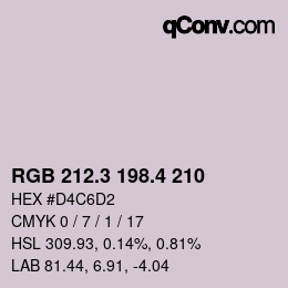 カラーコード: RGB 212.3 198.4 210 | qconv.com