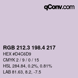 カラーコード: RGB 212.3 198.4 217 | qconv.com