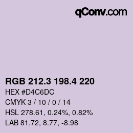 カラーコード: RGB 212.3 198.4 220 | qconv.com