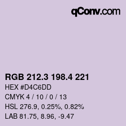 カラーコード: RGB 212.3 198.4 221 | qconv.com