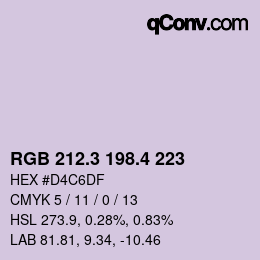 カラーコード: RGB 212.3 198.4 223 | qconv.com