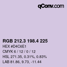 カラーコード: RGB 212.3 198.4 225 | qconv.com