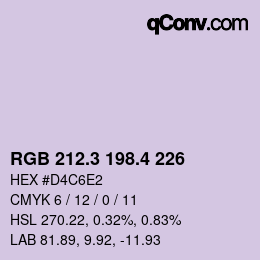 カラーコード: RGB 212.3 198.4 226 | qconv.com