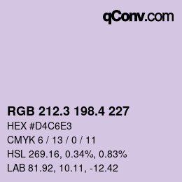 カラーコード: RGB 212.3 198.4 227 | qconv.com
