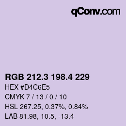 カラーコード: RGB 212.3 198.4 229 | qconv.com