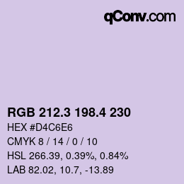 カラーコード: RGB 212.3 198.4 230 | qconv.com