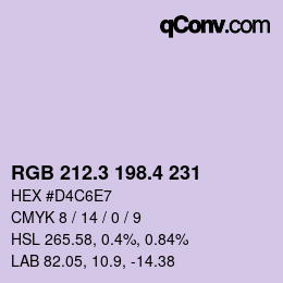 カラーコード: RGB 212.3 198.4 231 | qconv.com