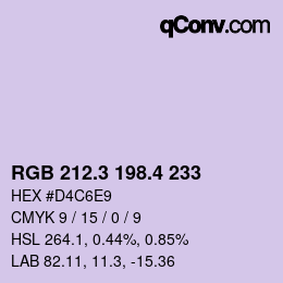 カラーコード: RGB 212.3 198.4 233 | qconv.com