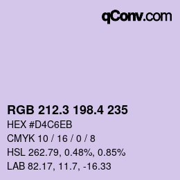 カラーコード: RGB 212.3 198.4 235 | qconv.com