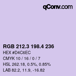 カラーコード: RGB 212.3 198.4 236 | qconv.com