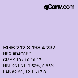 カラーコード: RGB 212.3 198.4 237 | qconv.com
