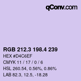 カラーコード: RGB 212.3 198.4 239 | qconv.com