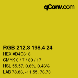 カラーコード: RGB 212.3 198.4 24 | qconv.com