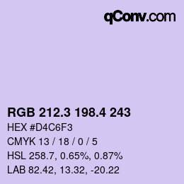 カラーコード: RGB 212.3 198.4 243 | qconv.com