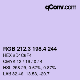 カラーコード: RGB 212.3 198.4 244 | qconv.com