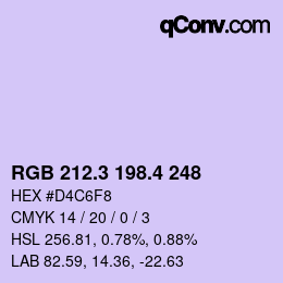カラーコード: RGB 212.3 198.4 248 | qconv.com