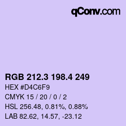 カラーコード: RGB 212.3 198.4 249 | qconv.com