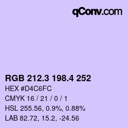 カラーコード: RGB 212.3 198.4 252 | qconv.com