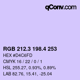 カラーコード: RGB 212.3 198.4 253 | qconv.com