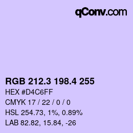 カラーコード: RGB 212.3 198.4 255 | qconv.com