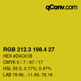 カラーコード: RGB 212.3 198.4 27 | qconv.com