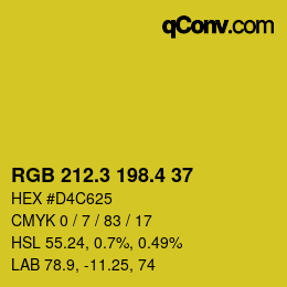 カラーコード: RGB 212.3 198.4 37 | qconv.com